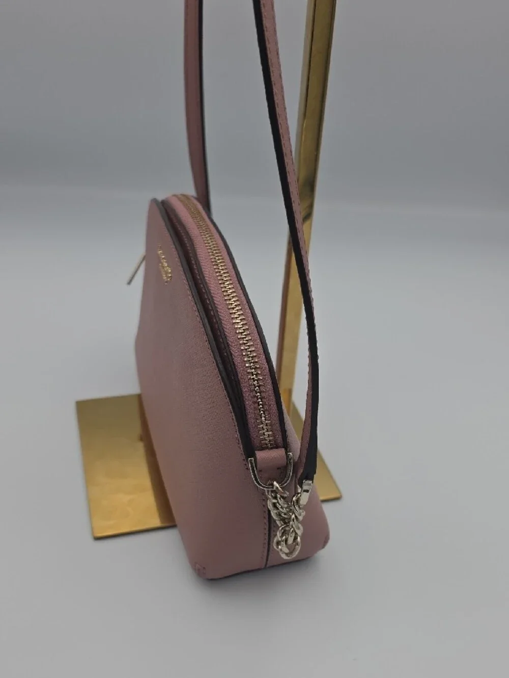 Kate Spade Mauve Pink Leather Small 2 Pocket Strap Chain Crossbody (EUC) 💖